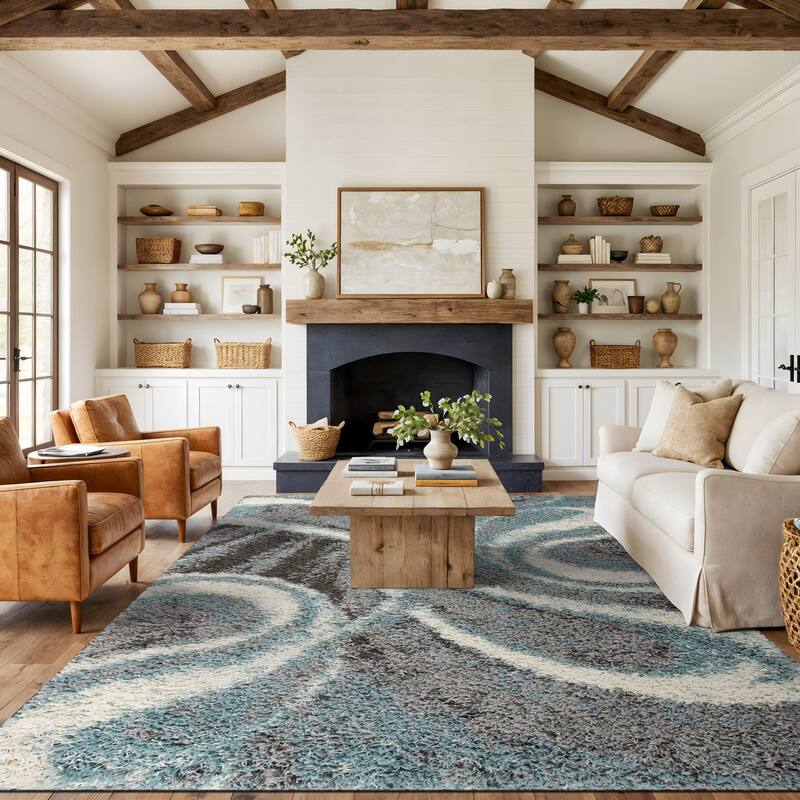 World Rug Gallery Contemporary Cozy Plush Shag Area Rug - 7'10"x10' - Rectangle