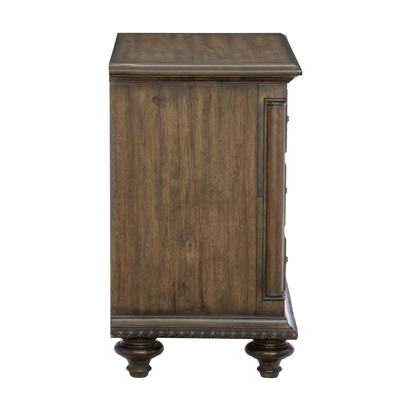 Traditional Vintage Style 1pc Nightstand of 3 Drawers Metal Hardware Weathered Pecan Classic Bedroom Furniture