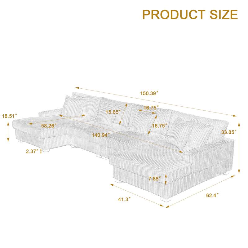 Anne 150" W Oversized Upholstered Modular Sectional Sofa