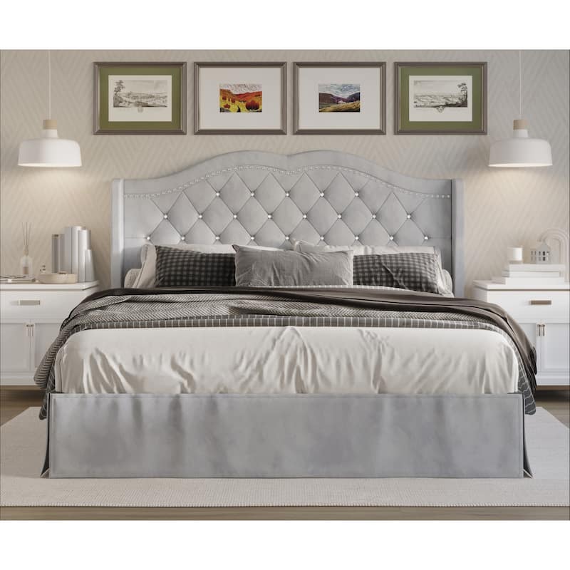 Bruce Tufted Upholstered Platform Bed - Silver Grey - King