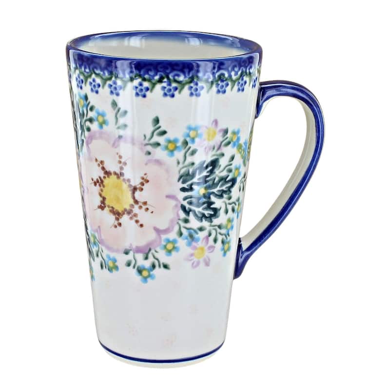 Blue Rose Polish Pottery 468 Vena Large Coffee Mug - Apple Blossom
