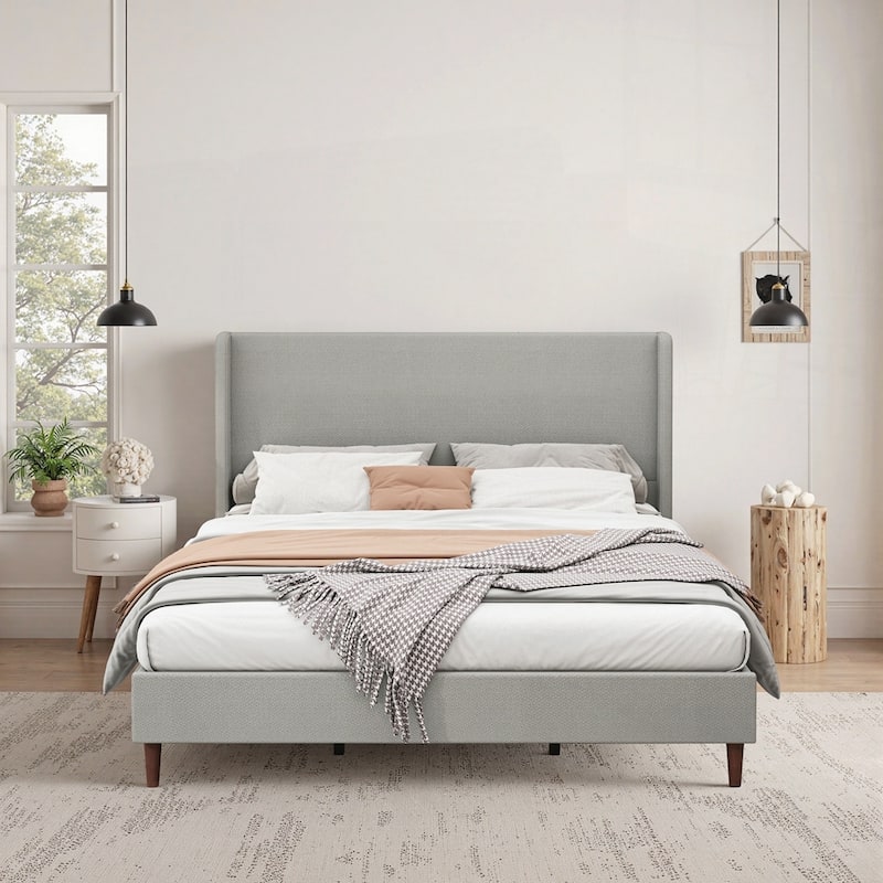 Harper Tall Headboard Upholstered Bed - Light Gray Chenille - King