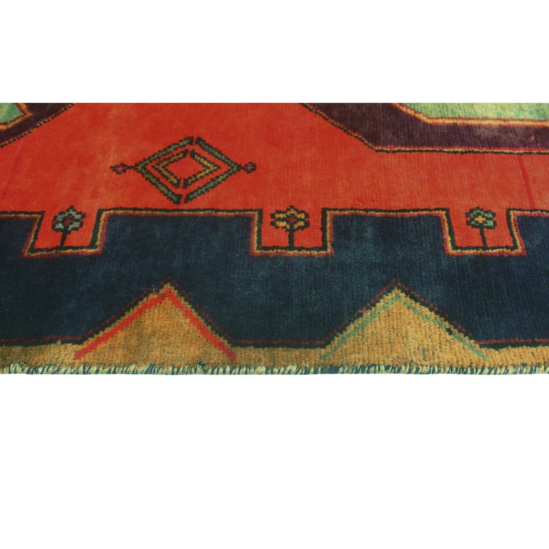 Fine Vintage Distressed Raushan Red/Navy Runner - 3'0" x 9'11"