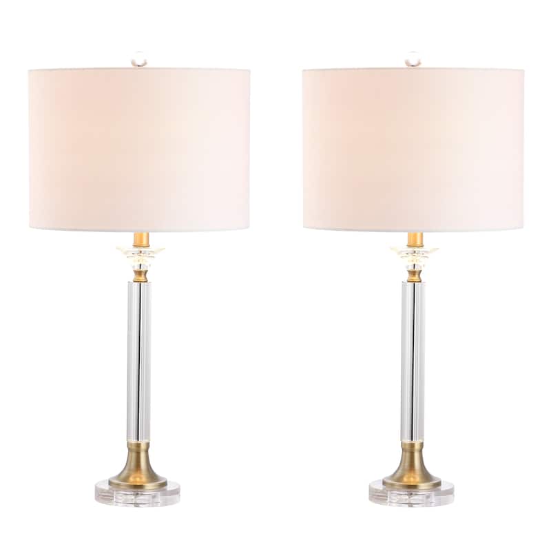Barnard 28" Crystal/Metal LED Table Lamp, Clear/Brass Gold (Set of 2) by JONATHAN Y