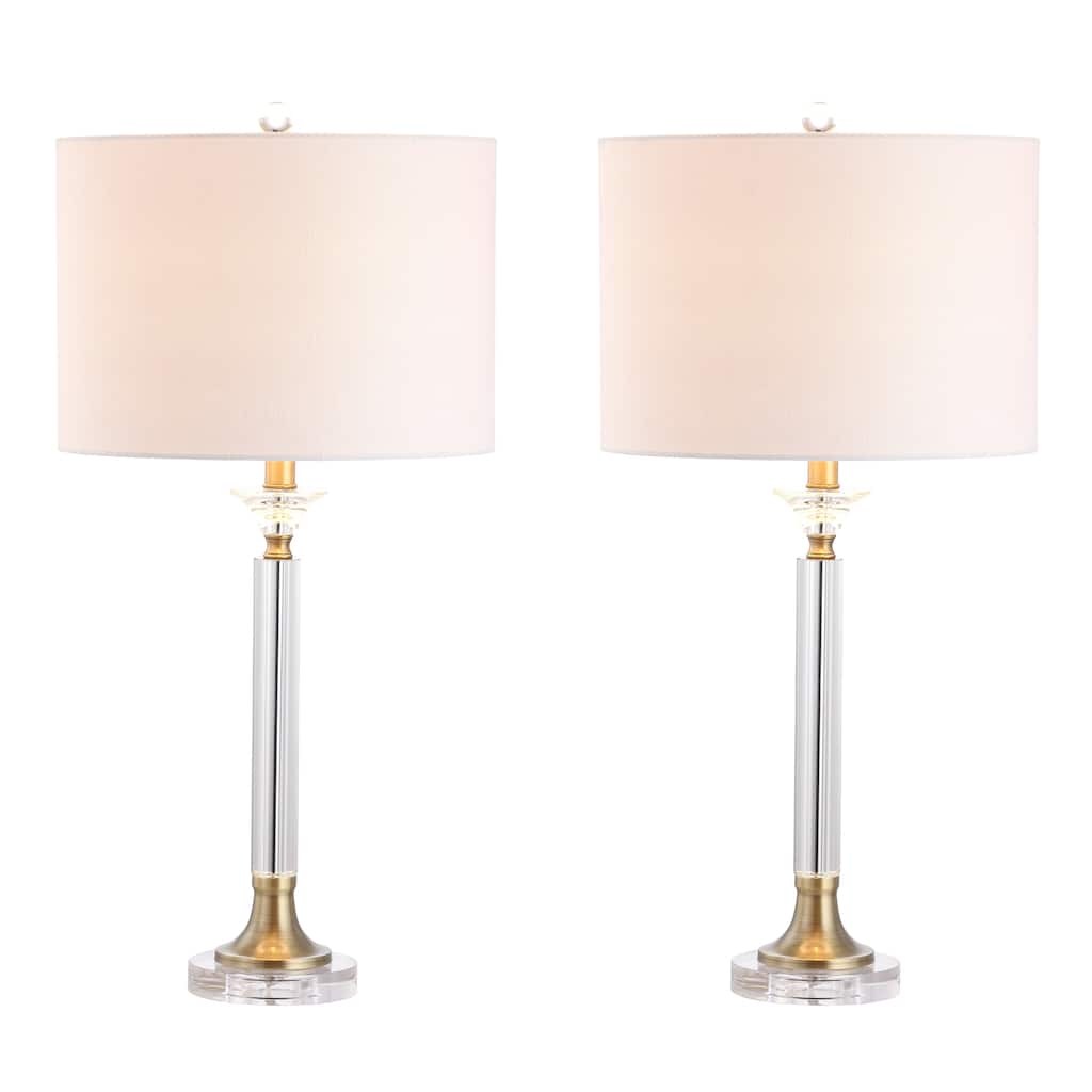 Barnard 28" Crystal/Metal LED Table Lamp, Clear/Brass Gold (Set of 2) by JONATHAN Y