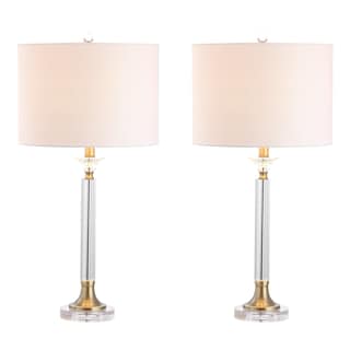 Barnard 28" Crystal/Metal LED Table Lamp, Clear/Brass Gold (Set of 2) by JONATHAN  Y