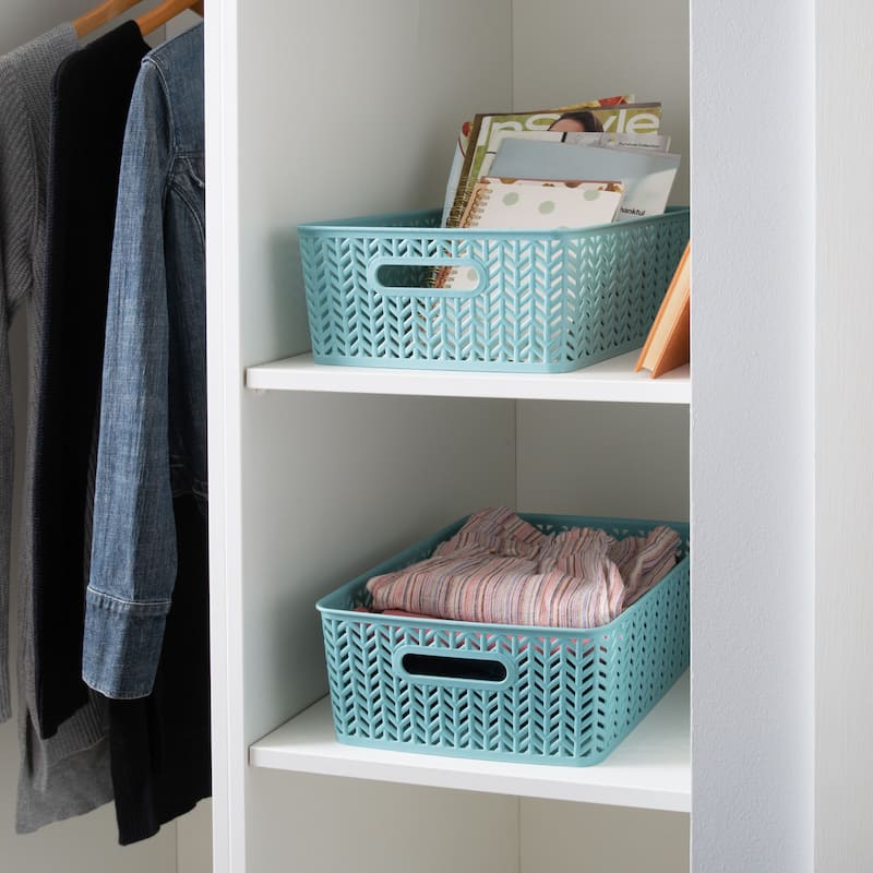 Simplify 2 Pack Medium Herringbone Storage Basket