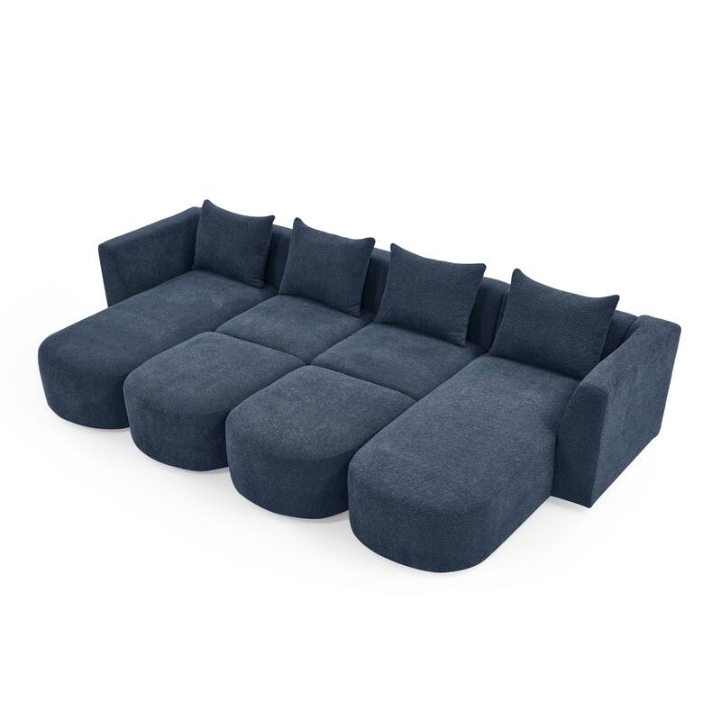 U Shape Sectional Sofa including Two Single Seat, Two Chaises and Two