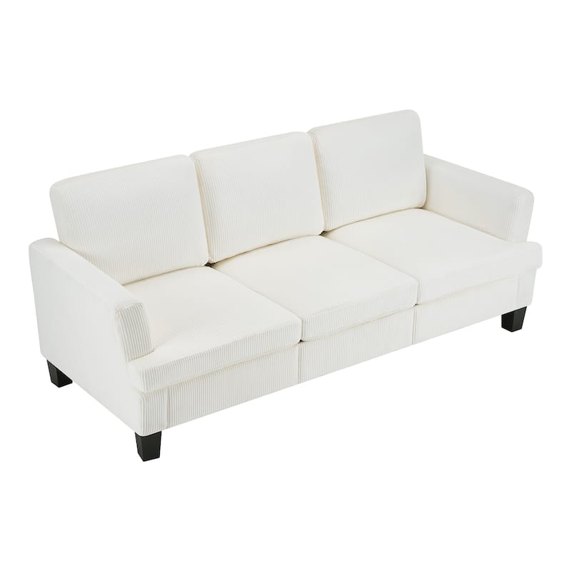 HomeRoots 84" White Corduroy Sofa