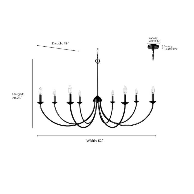 Millennium Lighting 12408 Huxley 8 Light 52" Wide Taper Candle Style