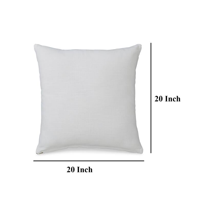 Square Accent Throw Pillow, 20 Inch Modern Embossed Embroidery, White
