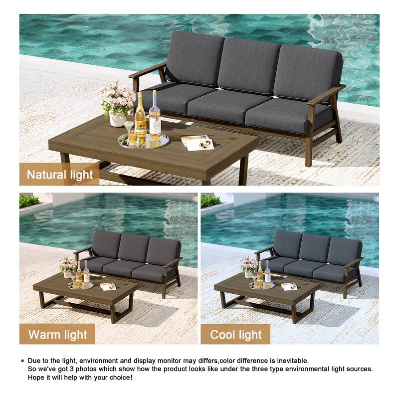 2-Piece Teak Outdoor Sofa Set with Table