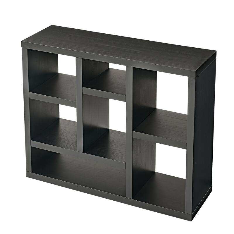 Freestanding Display Storage Cabinet with 7 Cube Storage Spaces,Floor Standing Bookshelf,Open Wooden Open Shelf Bookcase