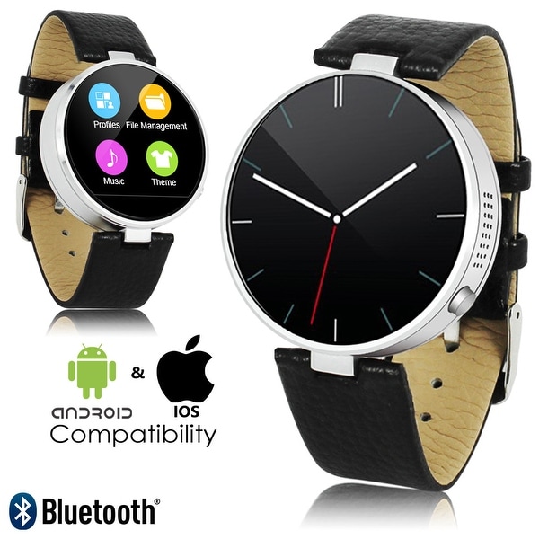 #1 Professional Bluetooth Sync Leather SmartWatch (SMS/Push Notifcations + Heart Rate Sensor + Alarms + Pedometer)