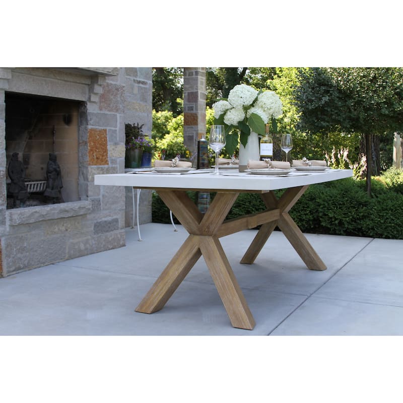 Cordelia 3-Piece Ivory Composite and Eucalyptus Wash Rectangle Dining Set With Benches