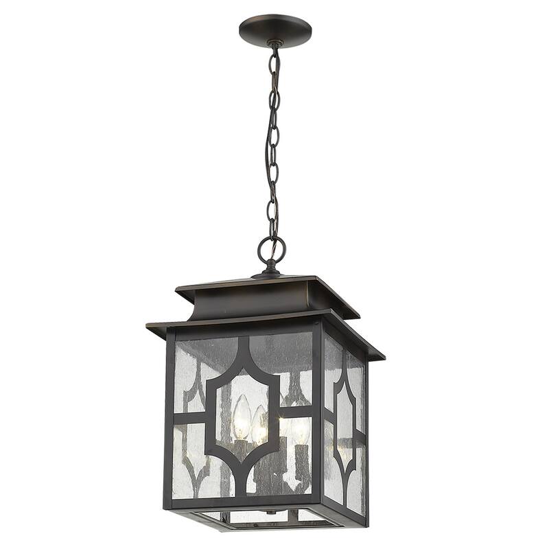 HomeRoots Calvert 4-Light Oil-Rubbed Bronze Hanging Lantern - 12' X '18.75' X '12