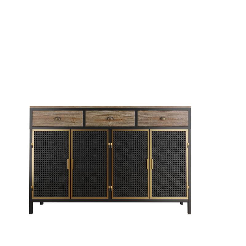 47.64" "3 Doors Modern Sideboard with 3 Top Drawers, Freestanding Sideboard Storage Cabinet