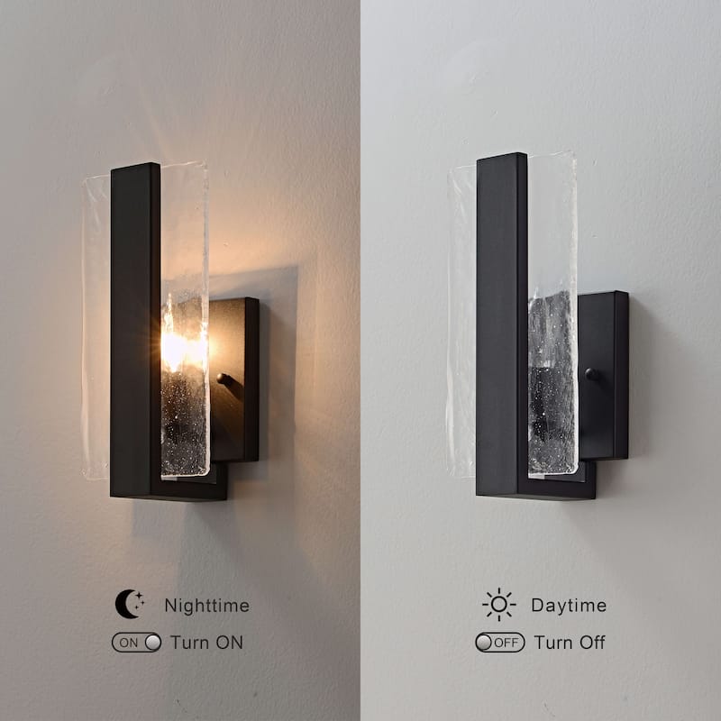 Mia Single Light Matte Black Clear Glass Panel Wall Sconce - 6" W x 11.8" H x 4.5" D