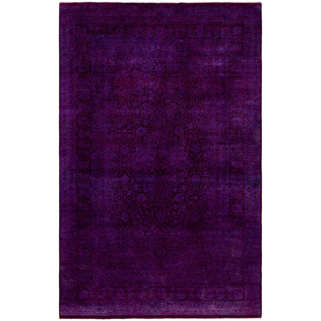 Overdyed One-of-a-Kind Hand-Knotted Area Rug - Purple - 6' 2" x 9' 3"