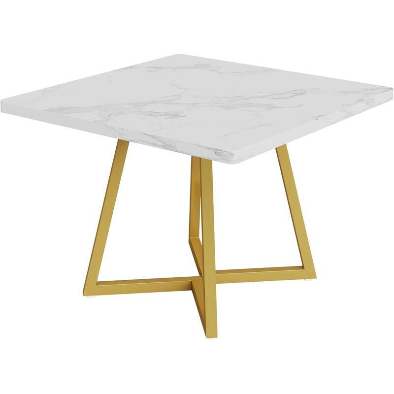 31.5 Inches Industrial Square Dinner Table with Metal Base