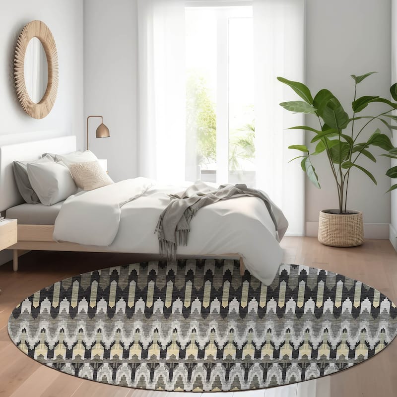 Premium Washable Super Soft Modern Flair Mayfield Rug - Charcoal - 8' x 8'