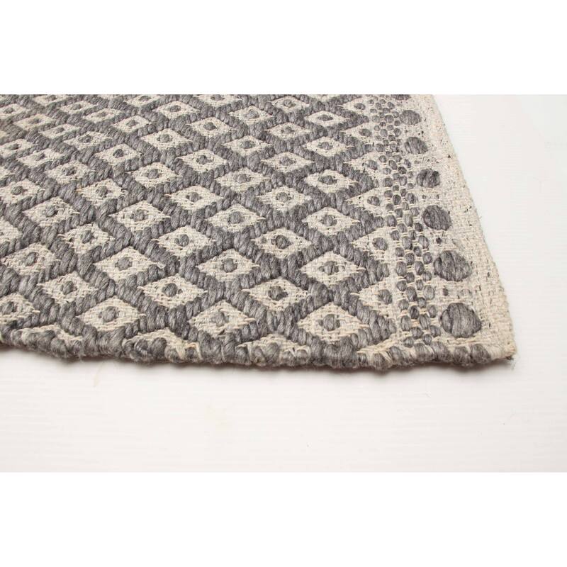 ECARPETGALLERY Hand Tufted Sienna Grey Wool Rug - 6'8 x 9'9