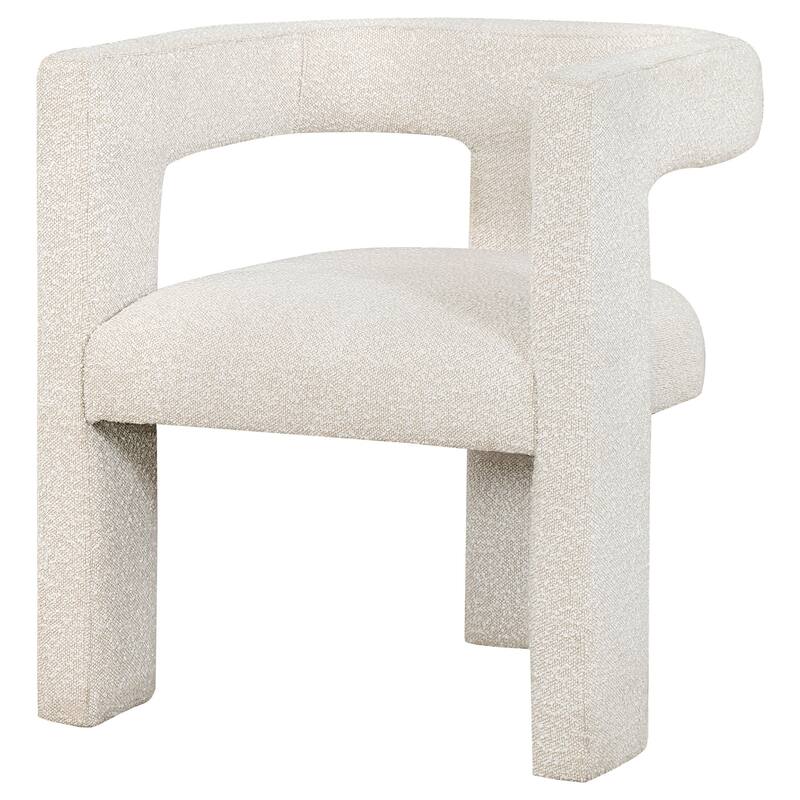 Hellen Accent Side Chair, Fully Upholstered in Soft White Boucle Fabric