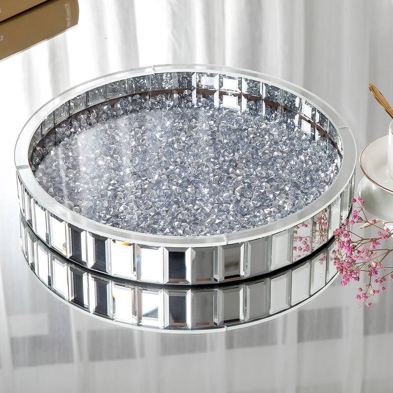 Mirrored Decorative Serving Tray Crushed Diamond Tray