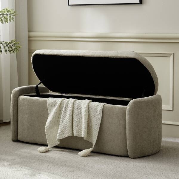 Bedroom Bench Storage Bench End of Bed Bench Ottoman Entryway Bench - Khaki