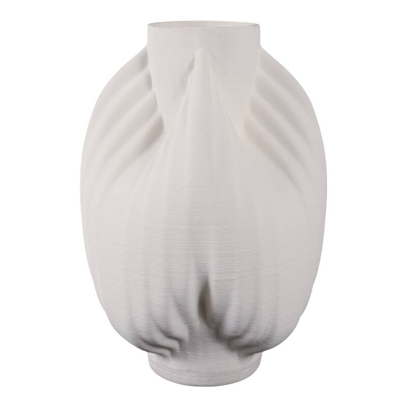 Porcelain Vase Textured Decorative Vessel with Ribbed Carved Form
