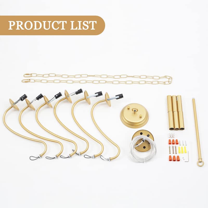 6-Light Rustic Farmhouse Simple Candle Chandelier for Bedroom, Kitchen, Living Room and Foyer