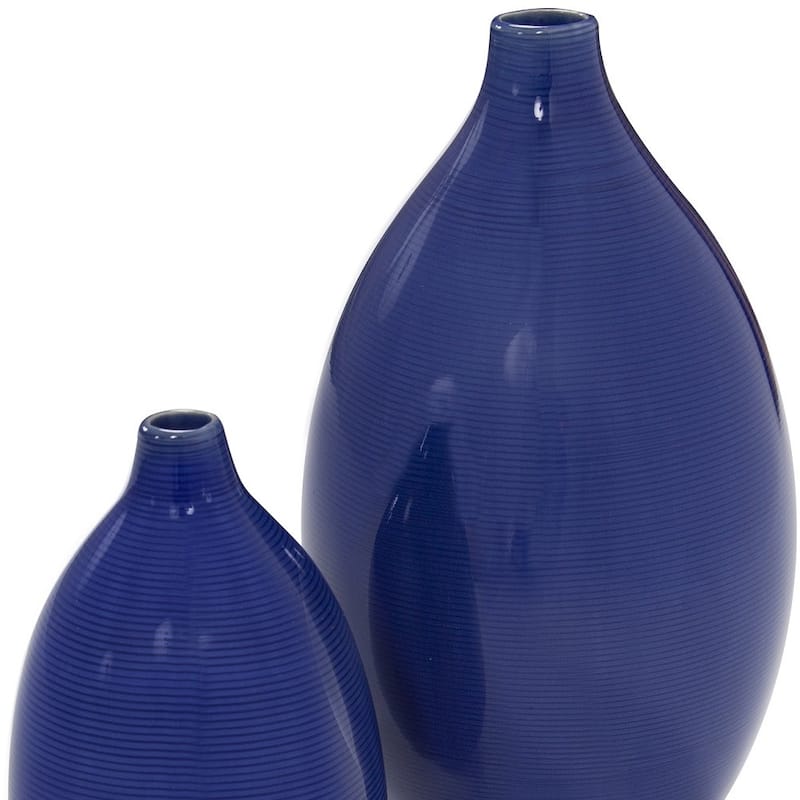 HomeRoots Set of Two Cobalt Bud Ceramic Table Vase