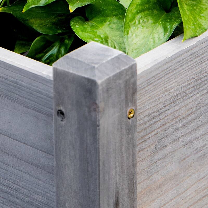 Raised Garden Bed with 3 Planter Box, Elevated Wooden Plant Stand with