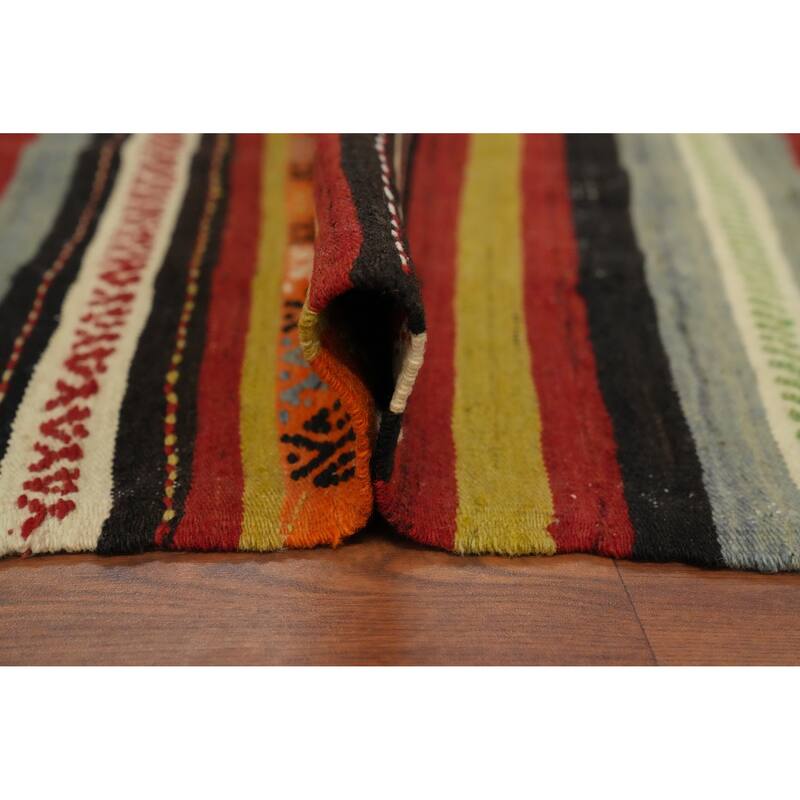Hand Woven Oriental 100% Wool Carpet Southwestern Tribal Multi-Colored Kilim Area Rug - 8' 2'' X 5' 0''