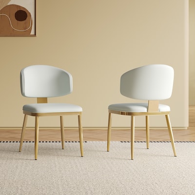Dining Chairs Set of 2, Modern Design Home Chairs, PU Leather Metal Dining Chairs for Kitchen Dining Room