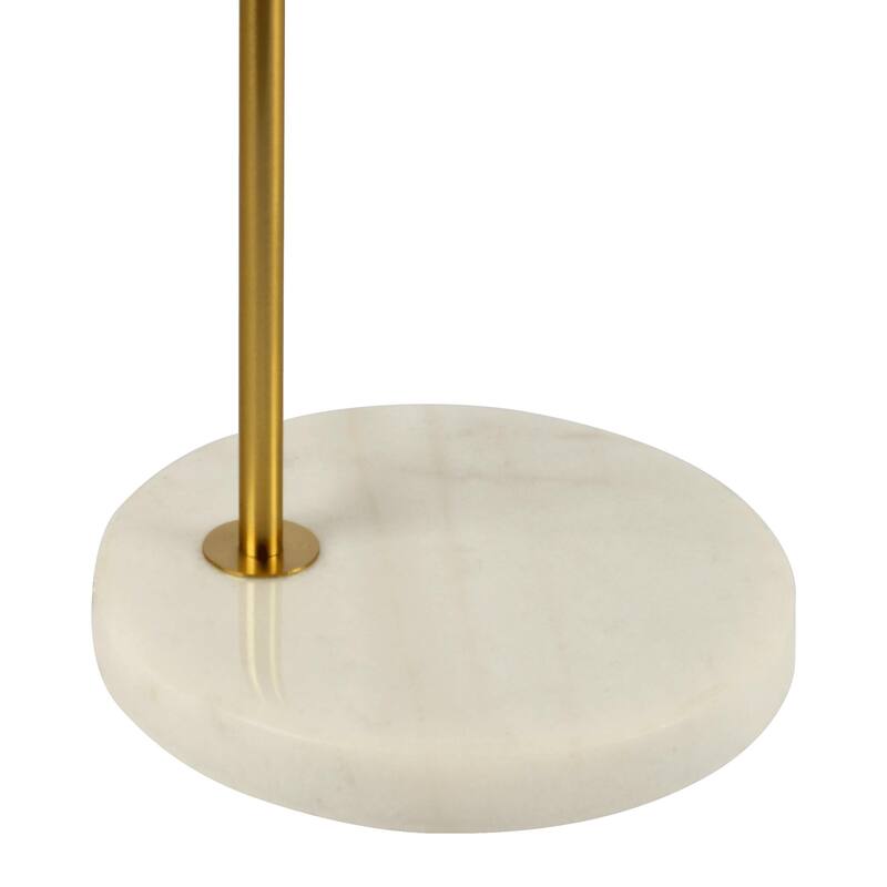 Haven Clear Glass Table Lamp, Gold Brush Metal and Marble Base, Button Control