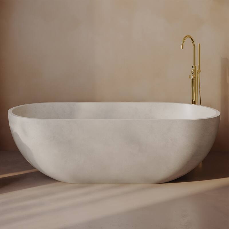 Claire 60" FreestandingConcreteBathtub In Sand, Drain Included