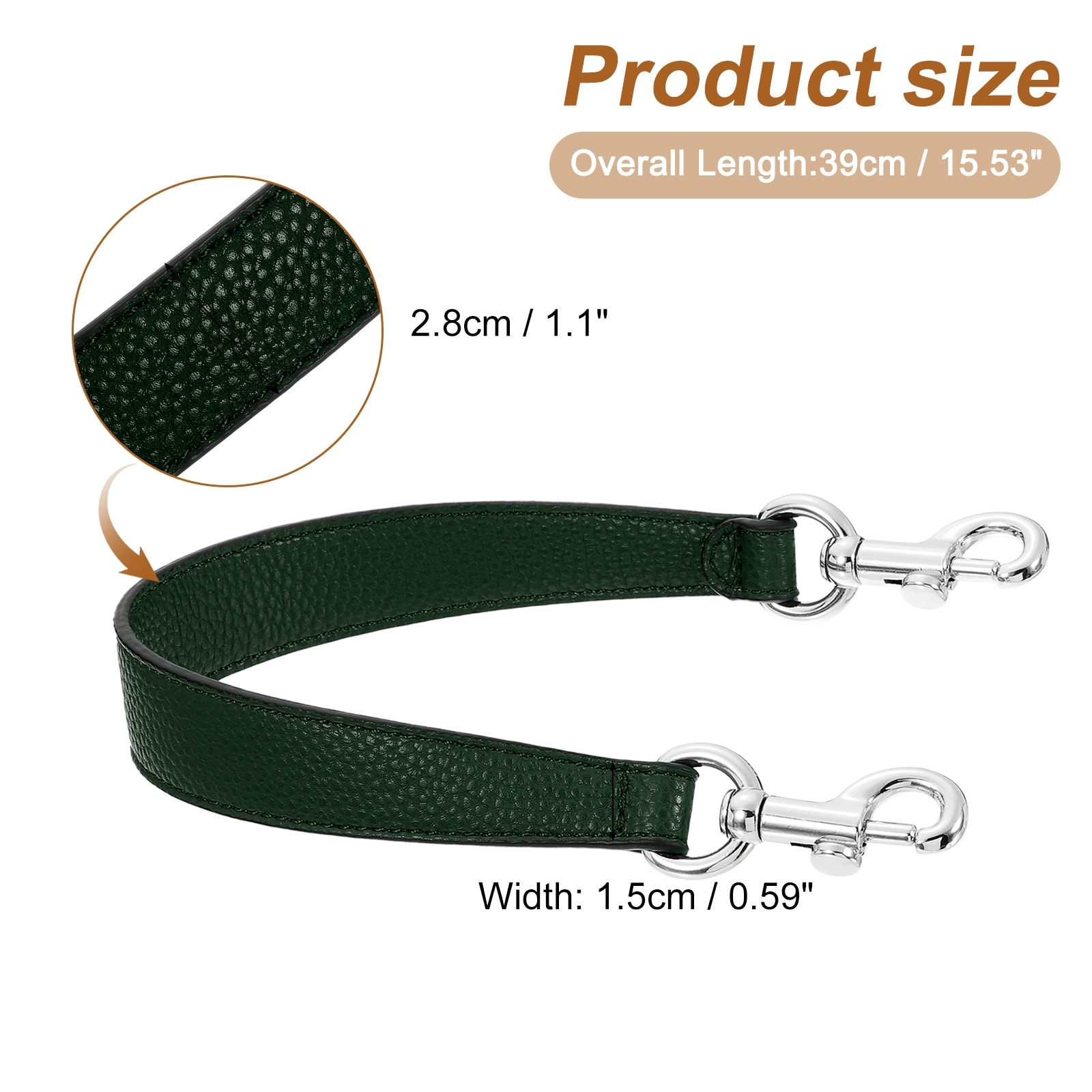 PU Leather Short Bag Strap with Clasp, Purse Handles Handbags Replacement Straps for Clutch Bag