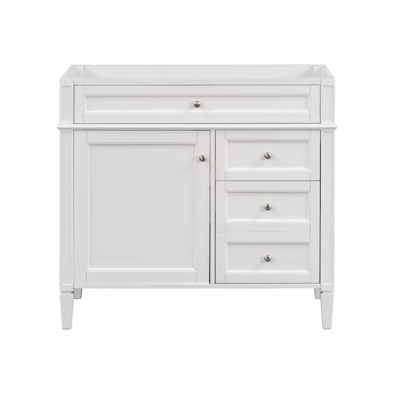 35.74-Inch Modern Bathroom Vanity with 3 Drawers, Tip-Out Drawer, Adjustable Shelf, and Exquisite Roman Leg Design