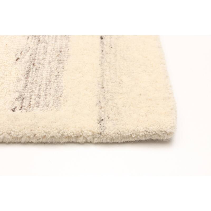 ECARPETGALLERY Hand Tufted Timeless Cream Wool Rug - 5'1 x 8'0