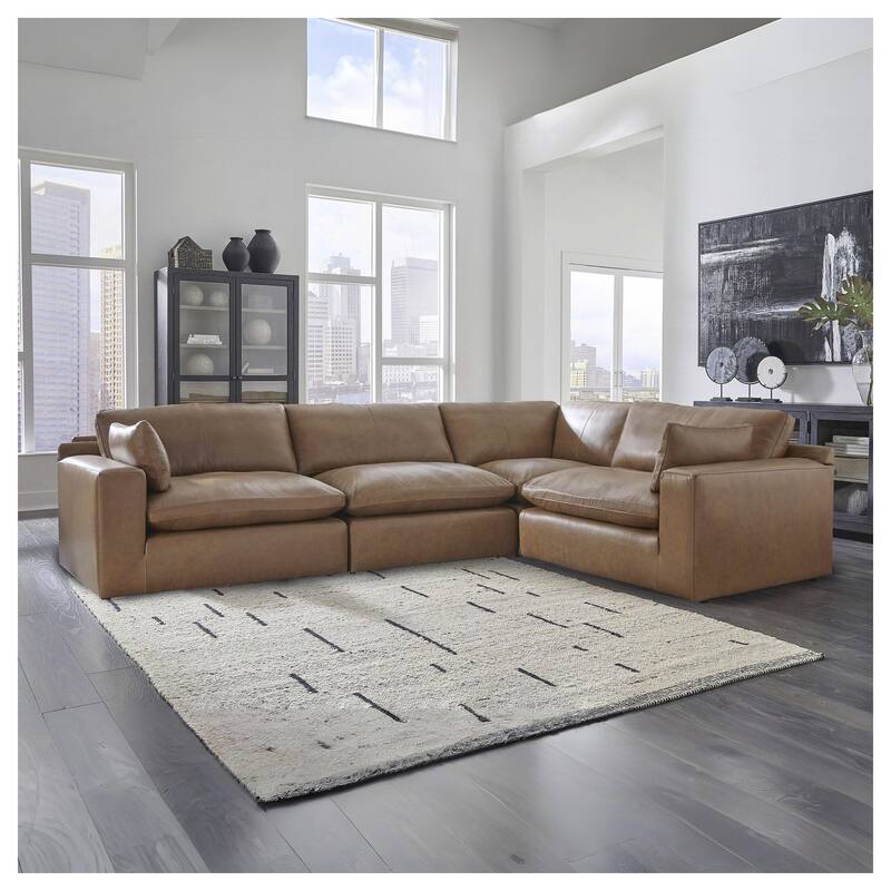 Signature Design by Ashley Emilia Brown 4-Piece Sectional - 130" W x 90" D x 36" H - Right Facing - Brown