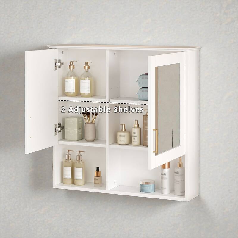 30 Inch Wall Mounted Bathroom Medicine Cabinet with Mirror, Adjustable Shelves, Soft Close Doors