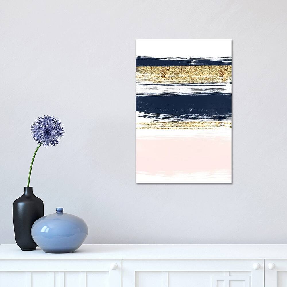 iCanvas "Lux Navy And Pink Paint Stripes" by Pixy Paper Canvas Print