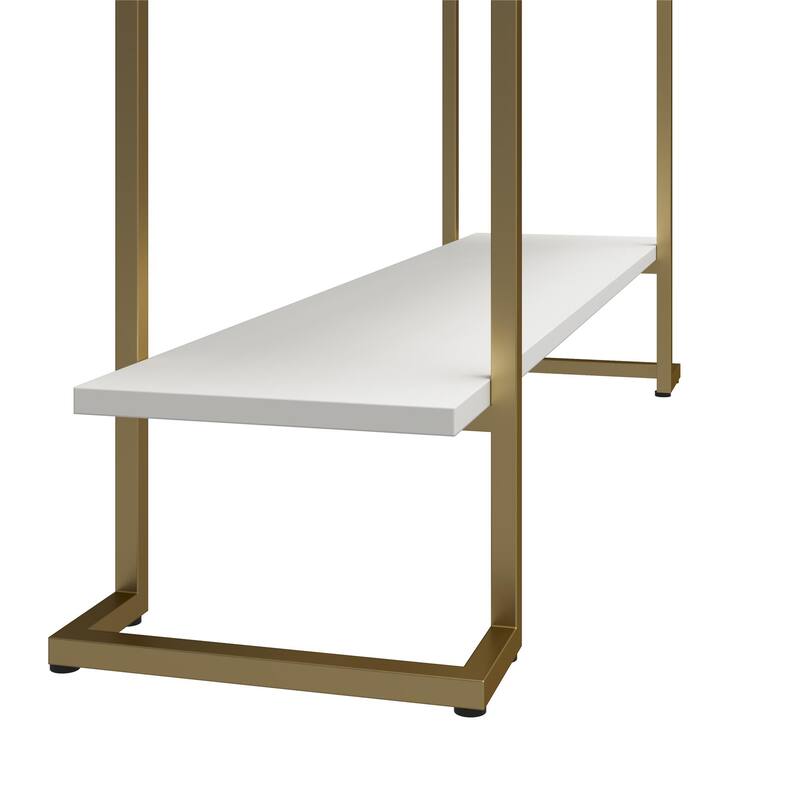Avenue Greene Jade Console Sofa Table with 3 Open Shelves and Metal Frame