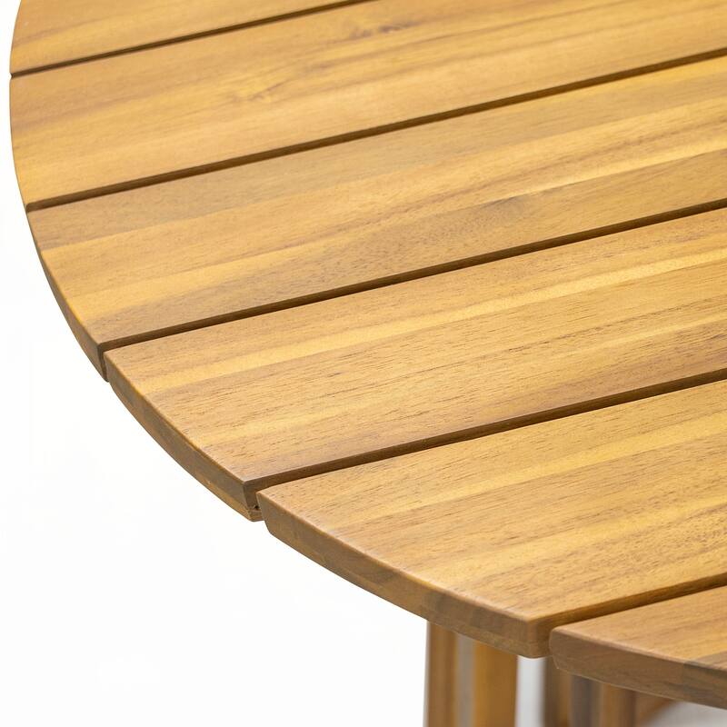 Outdoor Round Top Acacia Wood Dining Table,Round Bistro Table,Teak Finish
