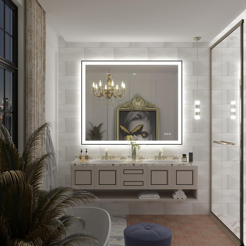 Front & Back LED Anti-Fog Tempered Glass Framed Bathroom/Vanity Mirror 3-Year Warranty