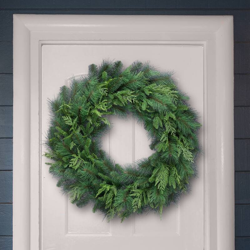 36" Uv Natural Touch Bristle Pine Evergreen Wreath
