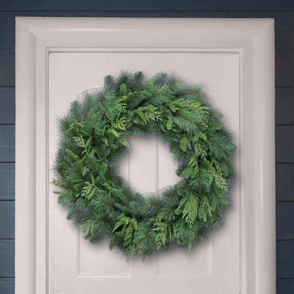 36" Uv Natural Touch Bristle Pine Evergreen Wreath