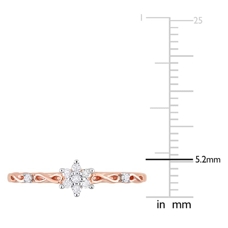Miadora 1/10ct TDW Diamond Floral Promise Ring in Rose Silver