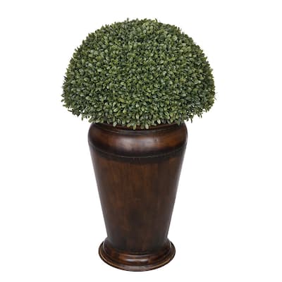 Faux Bowood Half-Ball Topiary in Designer Metal Planter